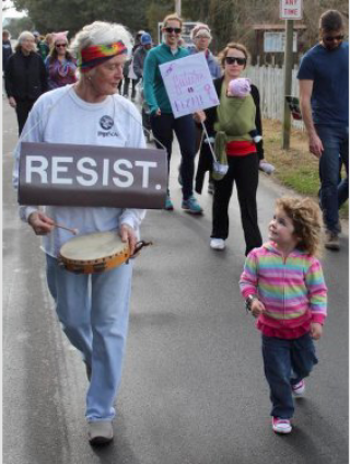 Ocracoke to Join National Protest Mickey Baker and Rowan Winslow at the Ocracoke Moral march
